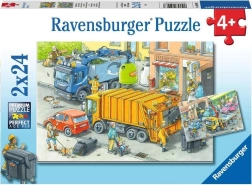 Ravensburger puzzel Vuilniswagens en Takelwagen 2x24 stukjes