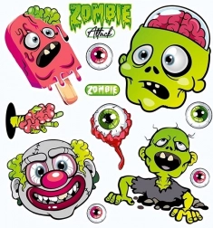 Strijkpatches zombie voor Halloween – kleine vel