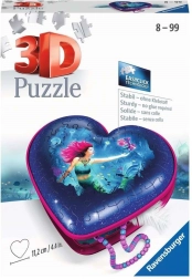 RAVENSBURGER 3D-puzzel hart zeemeermin – sieradendoos, 54 stukjes