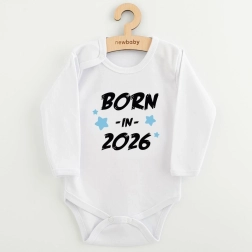 Babyromper met print NEW BABY Born in 2026, blauw, maat 68 (4–6 maanden)