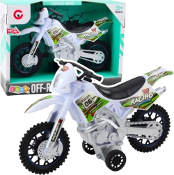 Witte offroad-crossmotor met licht- en geluidseffecten