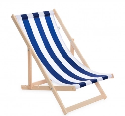opvouwbare houten tuin- en strandligstoel blauw-wit BABY MIX