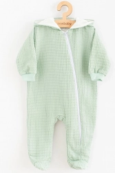 Baby muslin overall met capuchon NEW BABY Comfort Clothes saliegroen