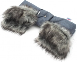 Handmoff voor kinderwagen 2-in-1 met bont – blauw