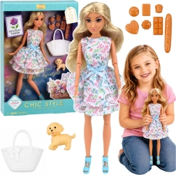 Anlily-pop met hondje en accessoires (bloemenjurk)