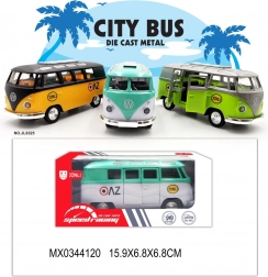 Mini metalen bus met openslaande deuren en terugtrekmotor