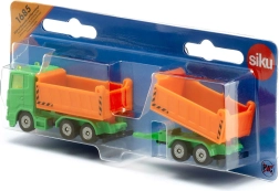 Siku oranje vrachtwagen met kiepbak en aanhanger