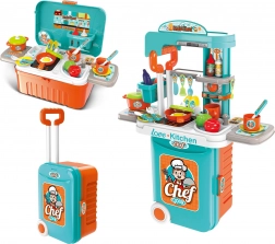 Kinderkeukentje koffer op wieltjes 38 cm met licht en geluid