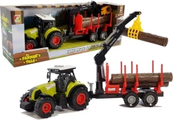 Tractor met bosaanhanger en hout