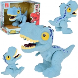 Blauwe velociraptor-dinosaurussenfiguur met beweegbare ledematen