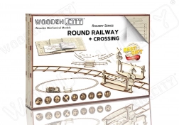 WOODEN CITY 3D-puzzel ronde rails met spoorwegovergang (159 delen)