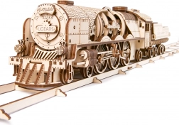 Houten mechanische puzzel UGEARS V-Express stoomlocomotief met tender