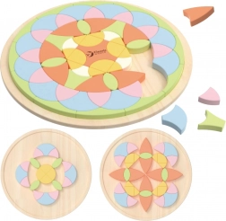 Pastelkleurige mandala Montessori mozaïek bloemen