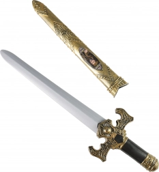 ridderzwaard met gouden schede en geluidseffecten 55 cm