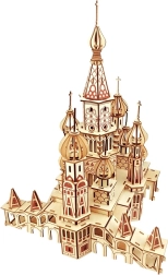 Woodcraft houten 3D-puzzel Kathedraal van de Heilige Basilius – natuurlijk