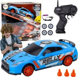 RC sportauto 1:24 blauw met verwisselbare wielen