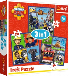 Puzzel 3-in-1 Dag van Brandweerman Sam