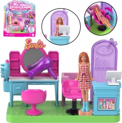 Barbie Mini BarbieLand - Kapsalon met beweegbare mini Barbie-pop