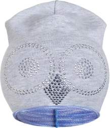 Lente katoenen muts New Baby uil grijs-paars