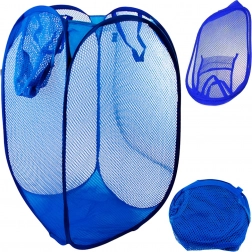 Opvouwbare mesh wasmand met zak, 40 l, blauw