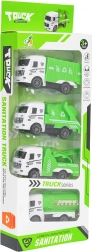 Set stadsserviceautootjes – vuilniswagen, kipper, takelwagen en tankwagen