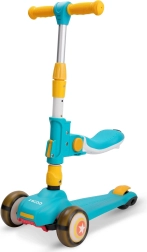 Kinderstep met zitje, blauw-geel, lichtgevende wielen