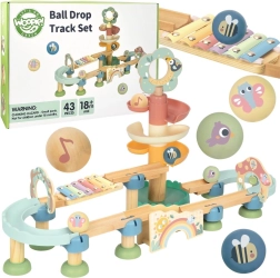 Woopie Green houten knikkerbaan met muzikale effecten en xylofoon FSC