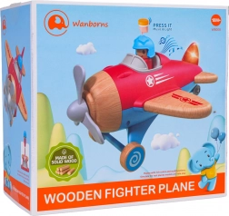 Houten rood vliegtuig met licht en geluid