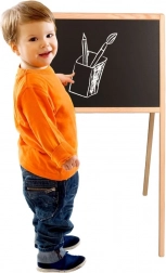 Dubbelzijdig houten kinderbord, magnetisch – krijt en stift, 84 × 43 × 50 cm