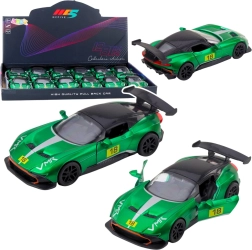 Metalen raceautootje 1:32 met pull-back aandrijving en openende deuren – groen