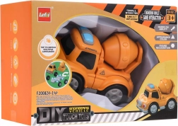 Interactieve speelgoedvrachtwagen met magnetische betonmixer