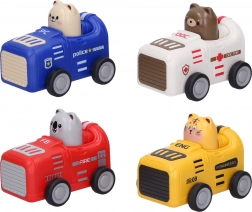 Tiertje in autootje met opwindmechanisme 9 cm