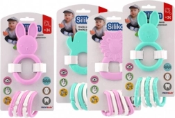siliconen bijtring met dierfiguur en plastic ringen 7–8 cm, mix kleuren, 3m+