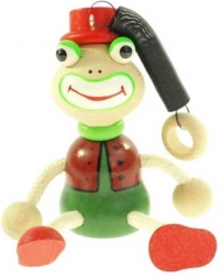 Kikker op een veer – houten hangspeeltje