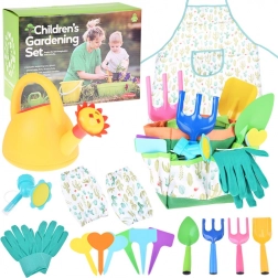 kinder tuinierset met cactusmotief – gereedschap, schort, handschoenen en organizer