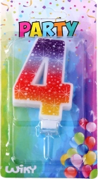 Feestkaars in de vorm van het cijfer 4 met sterren