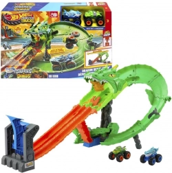 Hot Wheels Monster Trucks drakenrace – baanset met dubbele launcher en 2 auto’s
