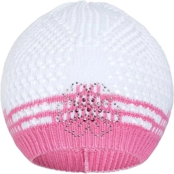 Gebreid mutsje New Baby bloemetje roze