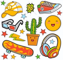 Opstrijkbare stickers YO – klein vel met zomermotieven