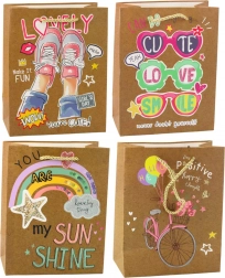 Papieren cadeautas met kleurrijke motieven 23 x 18 x 10,5 cm