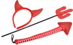 duivel carnavalset met oren, staart en drietand