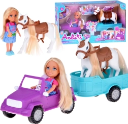 Ankiki speelset boerin met paard, auto en aanhanger