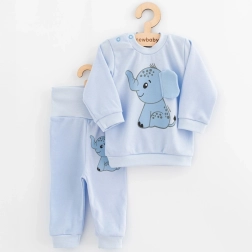Babysetje shirt en sweatpants New Baby Happy Elephant blauw 74 (6–9 m)