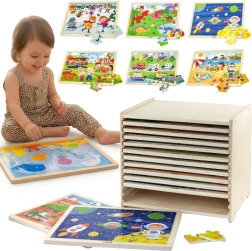 Viga Houten puzzelset met standaard - 12 stuks