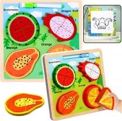 Houten educatieve puzzel met tekenbord - Fruit