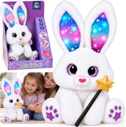 Interactief pluchen wit konijntje 30 cm – danst, licht op, speelt met een magische staf - 1 stuk