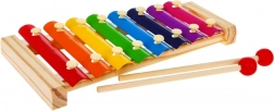 Houten cimbaal voor kinderen 3+ Eerste muziekinstrument Regenboogverguld + stokjes