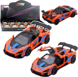 Metalen sportwagen 1:32 met pull-back aandrijving en openslaande deuren – oranje