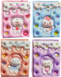 Papieren cadeautas met beertje, pastelkleuren 23 × 18 × 10,5 cm