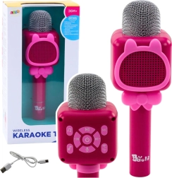 Draadloze Bluetooth karaoke-microfoon met stemvervormer – roze